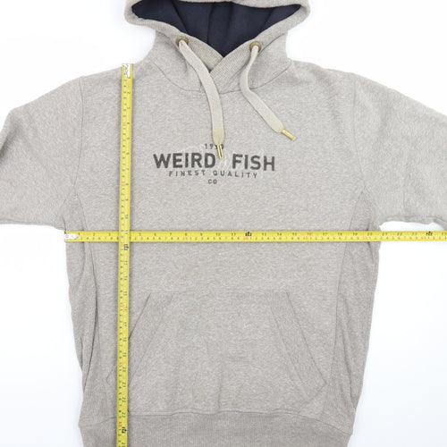 Weird Fish Mens Grey Pullover Hoodie Medium Hooded Sweatshirt