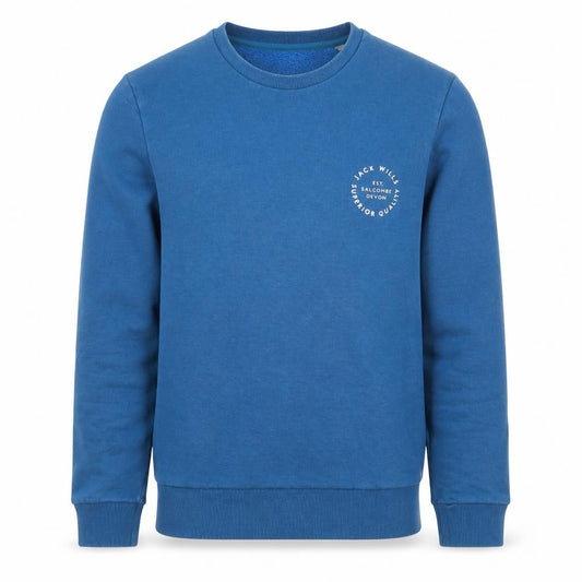 Front view of Jack Wills Men's Blue XS Pullover Sweatshirt Crew Neck Fleece