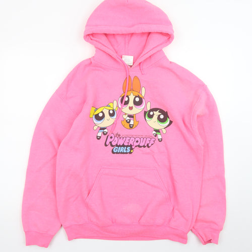Cartoon Network Powerpuff Girls Pink Hoodie Womens Small Pullover Cotton Mix
