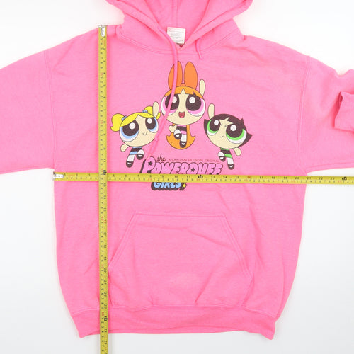 Cartoon Network Powerpuff Girls Pink Hoodie Womens Small Pullover Cotton Mix