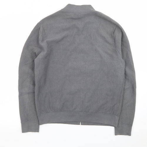 Club Monaco Men's Grey Cotton Blend Bomber Jacket M Casual Zip Up