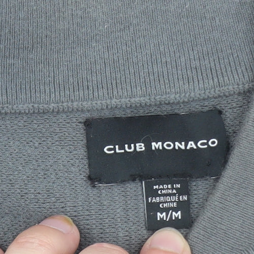 Club Monaco Men's Grey Cotton Blend Bomber Jacket M Casual Zip Up