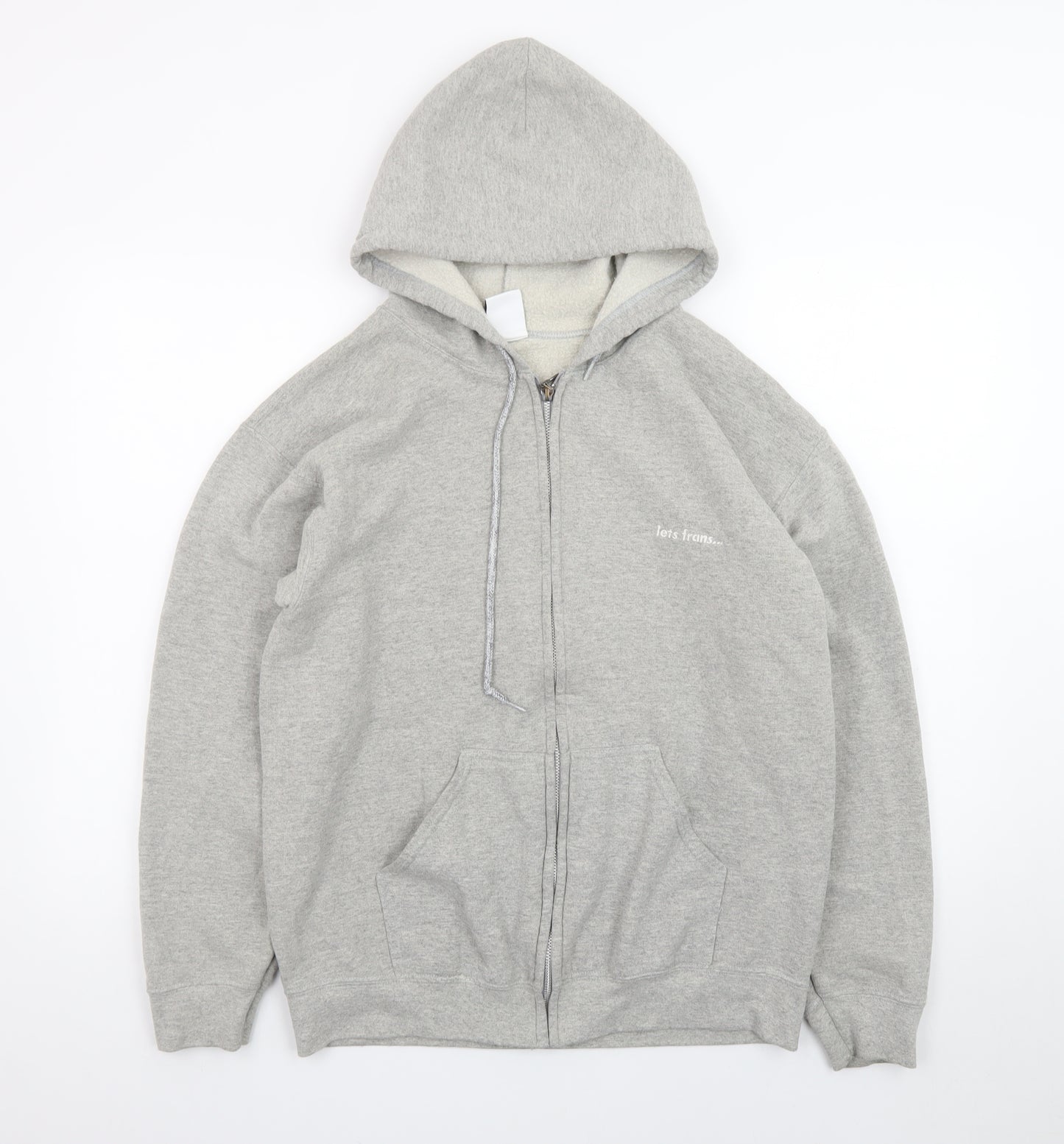 iets frans... Men's Grey Full Zip Hoodie Size S Fleece Cotton Blend