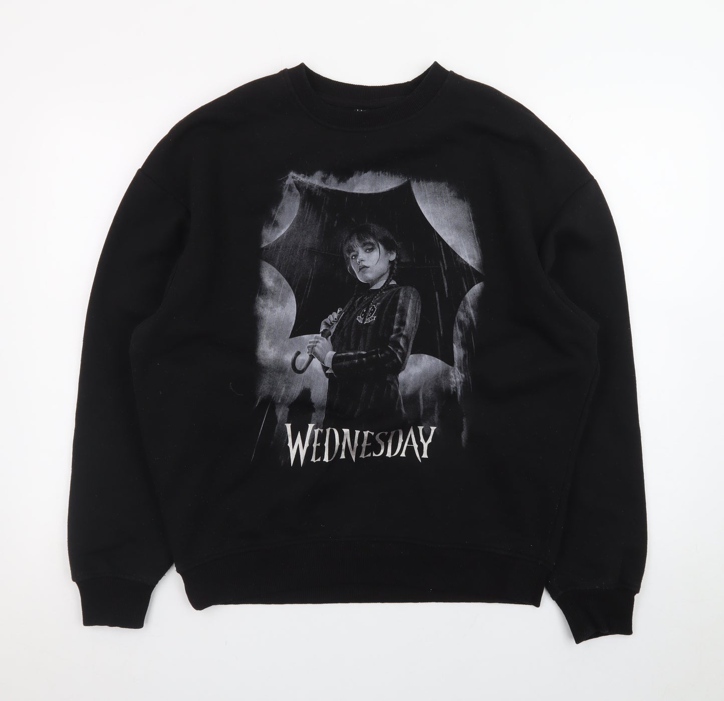 Wednesday Black XS Womens Pullover Sweatshirt with Graphic Print