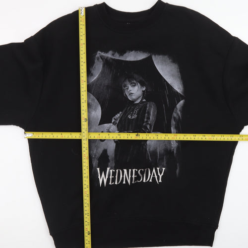 Wednesday Black XS Womens Pullover Sweatshirt with Graphic Print