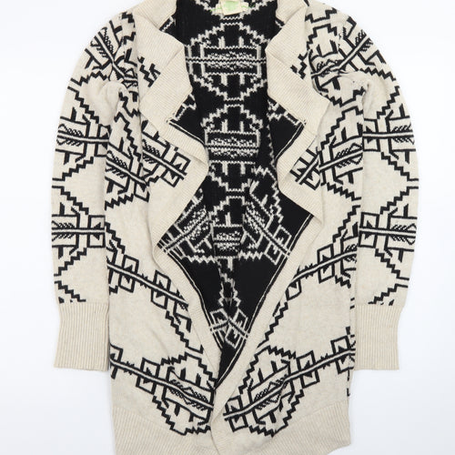 Staring at Stars Womens Beige Black Aztec Cardigan XS Bohemian Knit