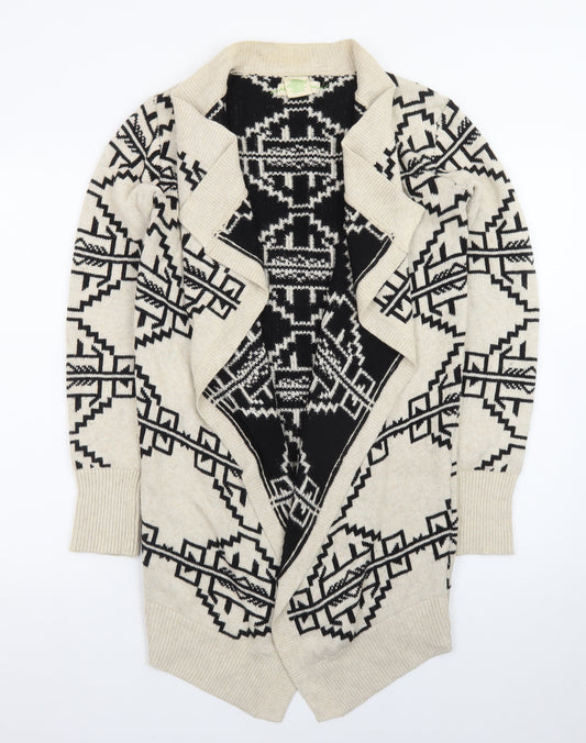 Staring at Stars Womens Beige Black Aztec Cardigan XS Bohemian Knit