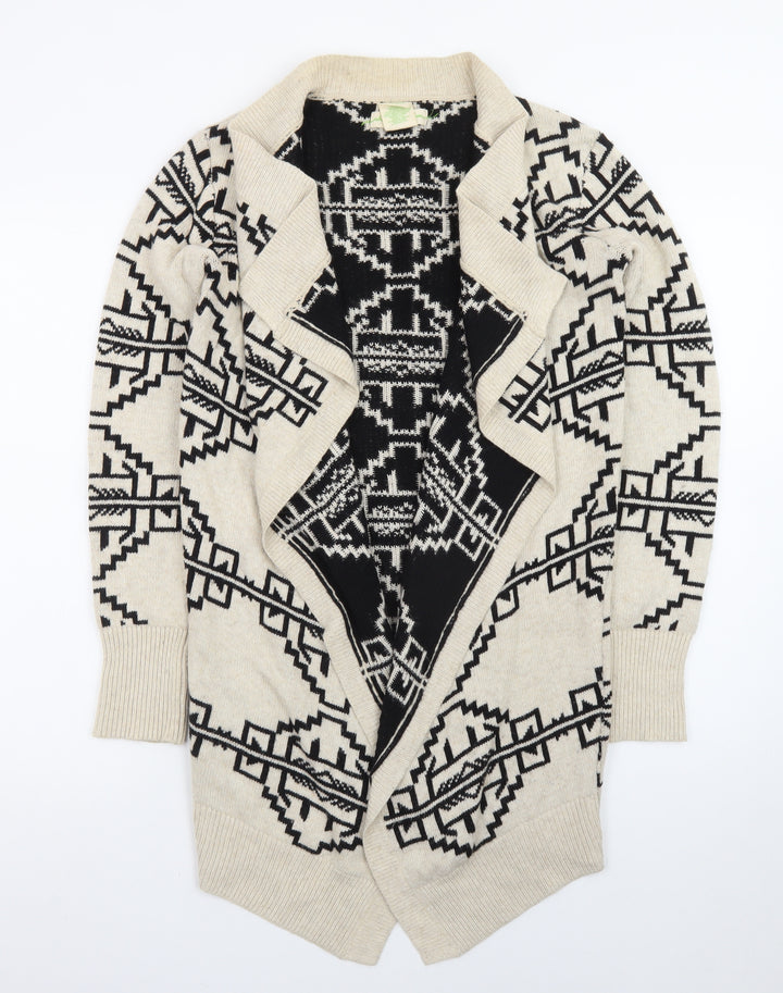 Staring at Stars Womens Beige Black Aztec Cardigan XS Bohemian Knit