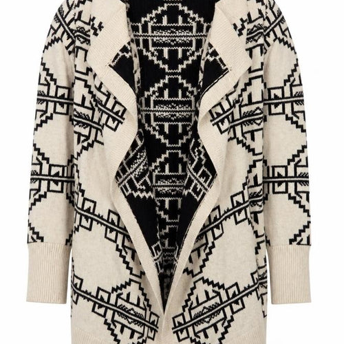 Staring at Stars Womens Beige Black Aztec Cardigan XS Bohemian Knit