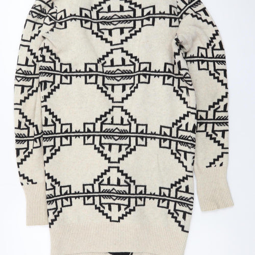 Staring at Stars Womens Beige Black Aztec Cardigan XS Bohemian Knit