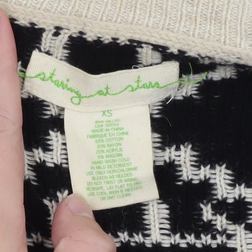 Staring at Stars Womens Beige Black Aztec Cardigan XS Bohemian Knit