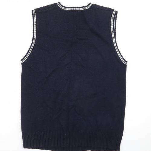 Boston Crew Men's Blue Cable-Knit Cotton V-Neck Vest S