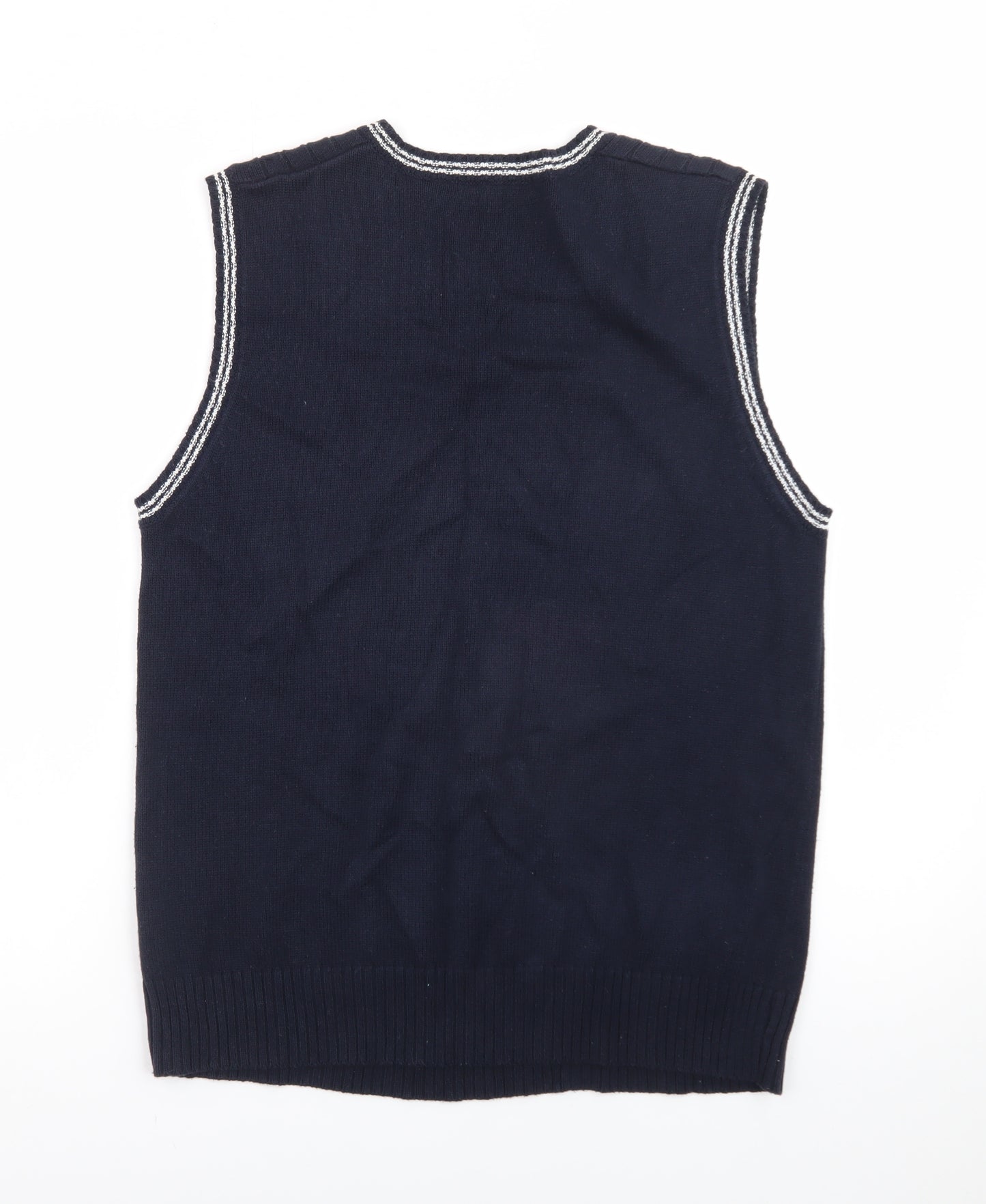 Boston Crew Men's Blue Cable-Knit Cotton V-Neck Vest S