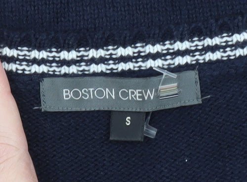 Boston Crew Men's Blue Cable-Knit Cotton V-Neck Vest S