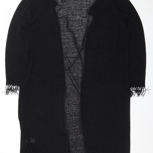 Evans Women’s Black Plus Size 26 Open Fringe Knit Cardigan