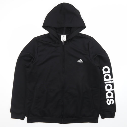Adidas Men’s Black 2XL Full Zip Hooded Sweatshirt with Logo