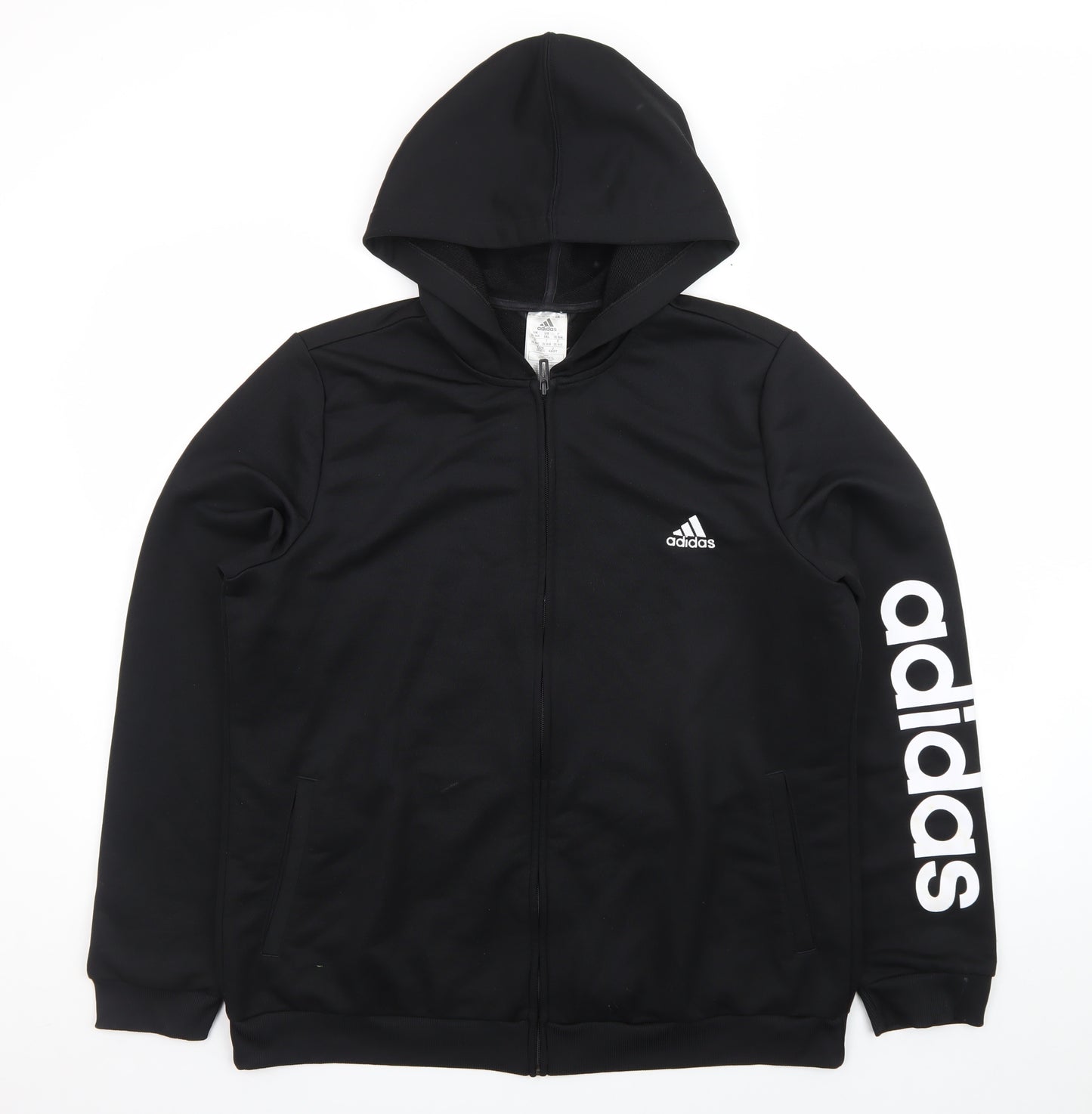 Adidas Men’s Black 2XL Full Zip Hooded Sweatshirt with Logo