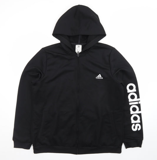 Adidas Men’s Black 2XL Full Zip Hooded Sweatshirt with Logo