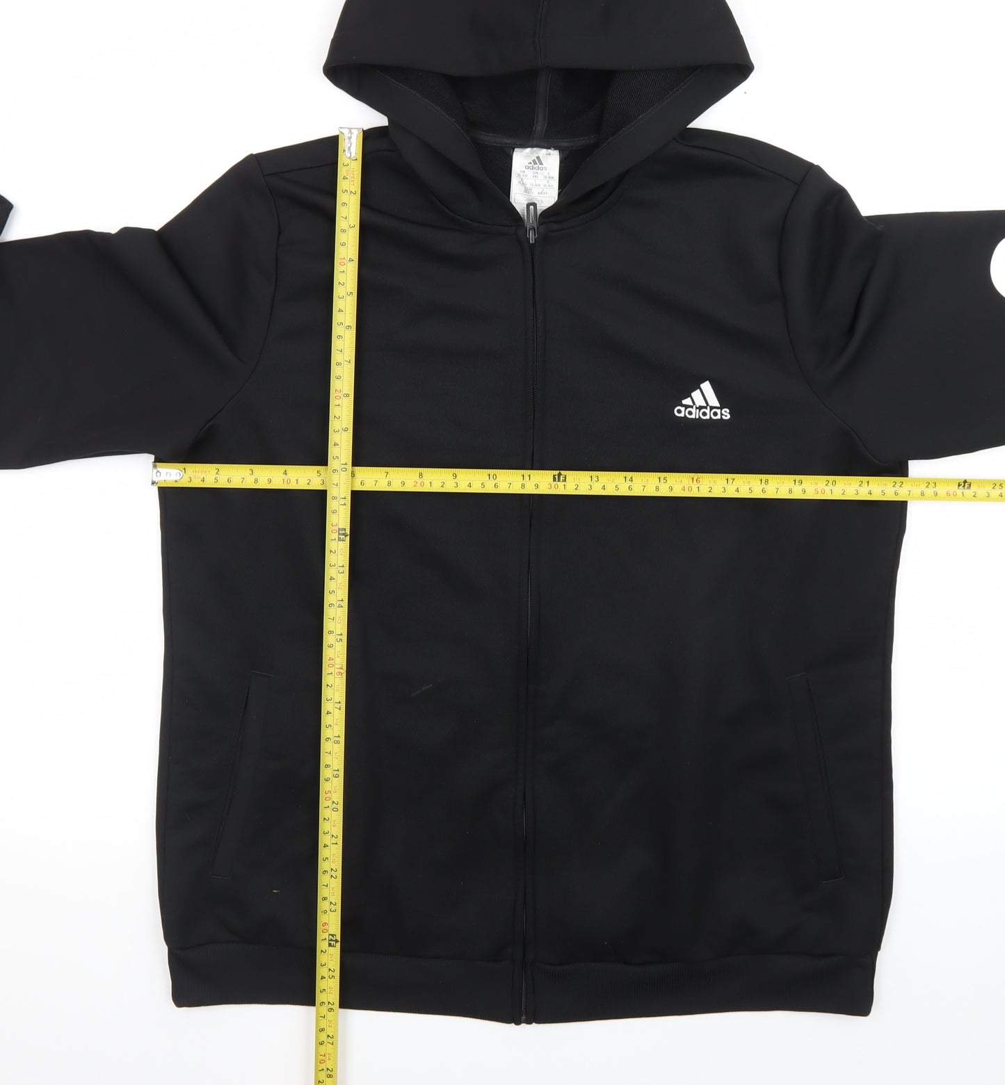 Adidas Men’s Black 2XL Full Zip Hooded Sweatshirt with Logo
