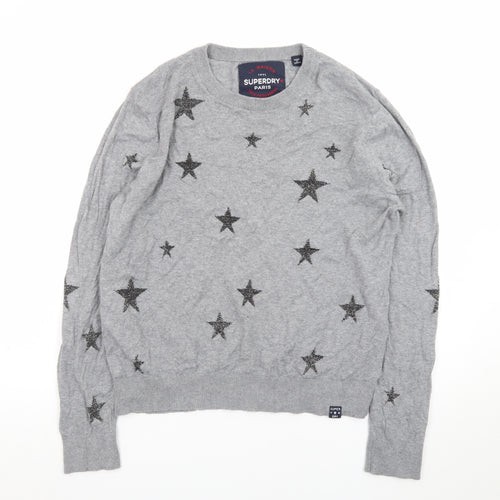 Superdry Womens Grey Star Knit Pullover Jumper Size L