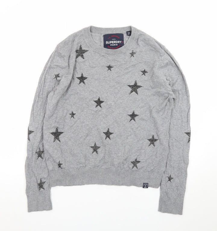 Superdry Womens Grey Star Knit Pullover Jumper Size L