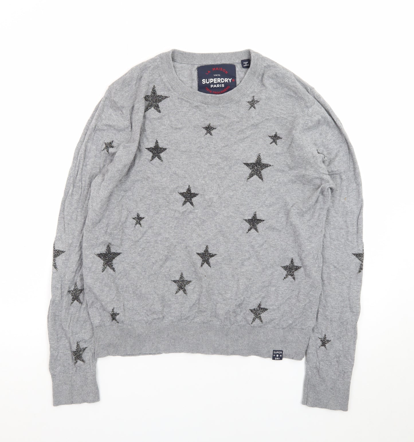 Superdry Womens Grey Star Knit Pullover Jumper Size L