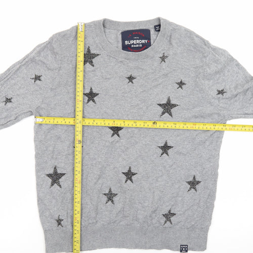 Superdry Womens Grey Star Knit Pullover Jumper Size L