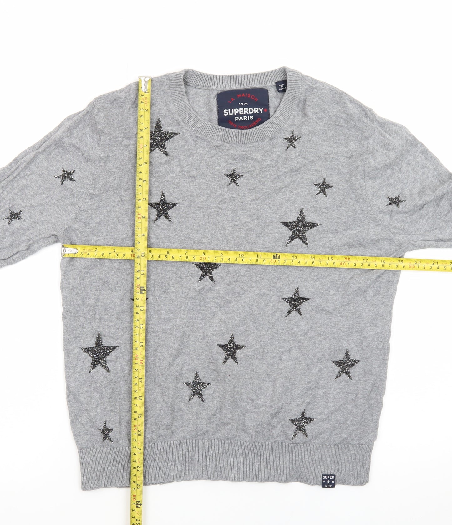 Superdry Womens Grey Star Knit Pullover Jumper Size L