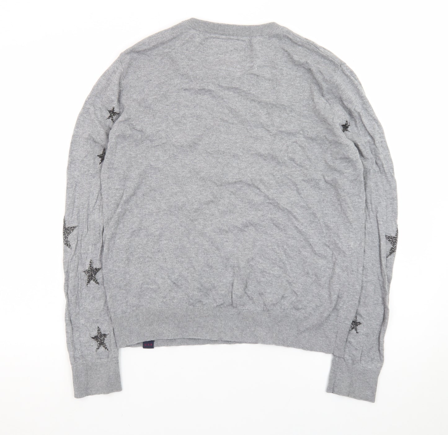 Superdry Womens Grey Star Knit Pullover Jumper Size L