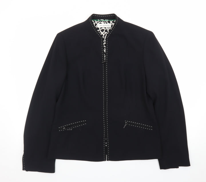 Planet Women Black Size 12 Regular Single-Breasted Suit Jacket