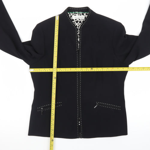 Planet Women Black Size 12 Regular Single-Breasted Suit Jacket