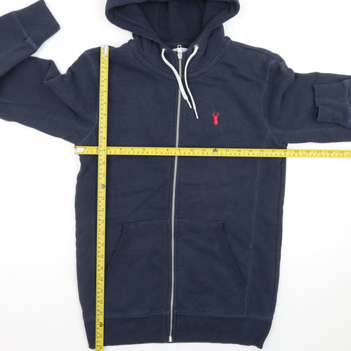 Guess Men’s Blue Full Zip Hoodie Size M Logo Fleece Sweatshirt