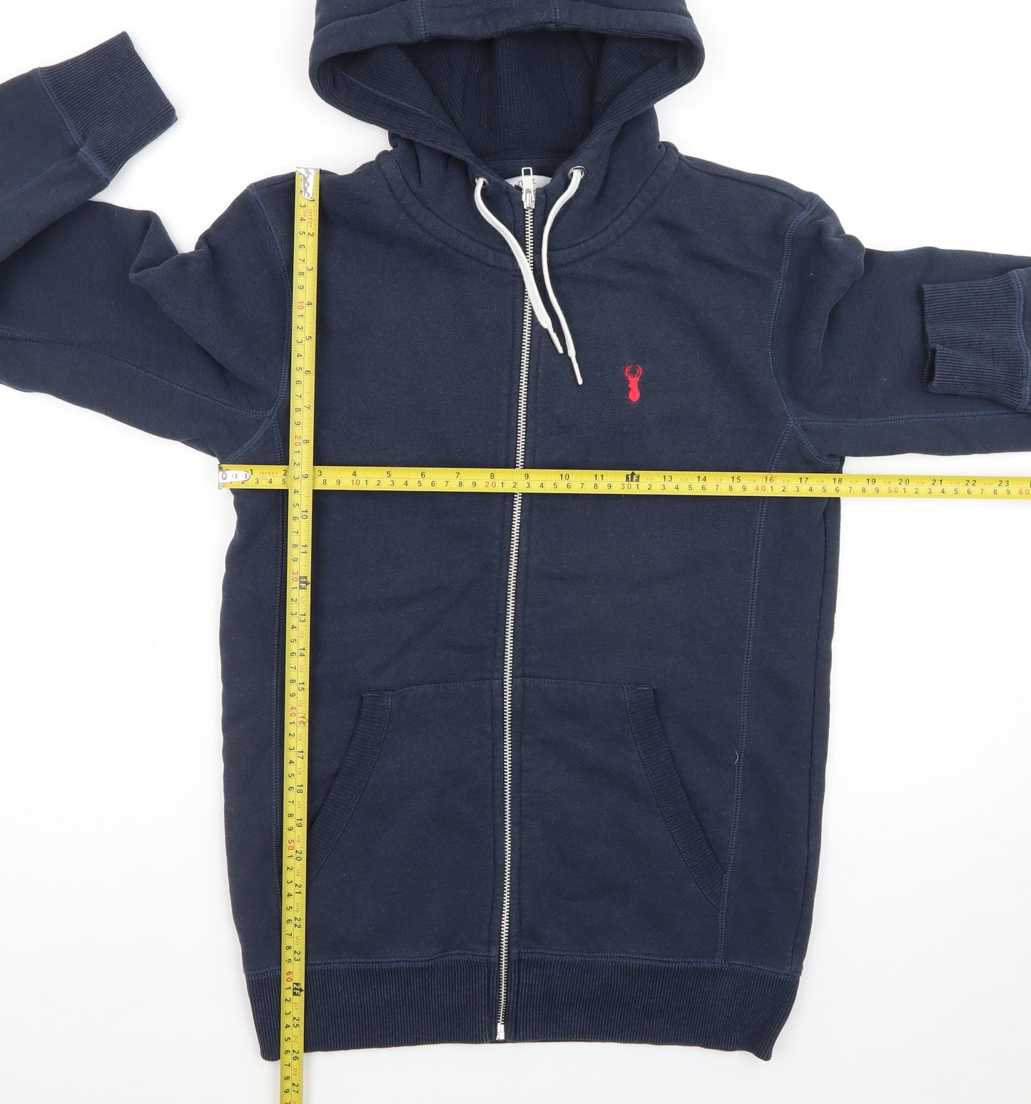 Guess Men’s Blue Full Zip Hoodie Size M Logo Fleece Sweatshirt