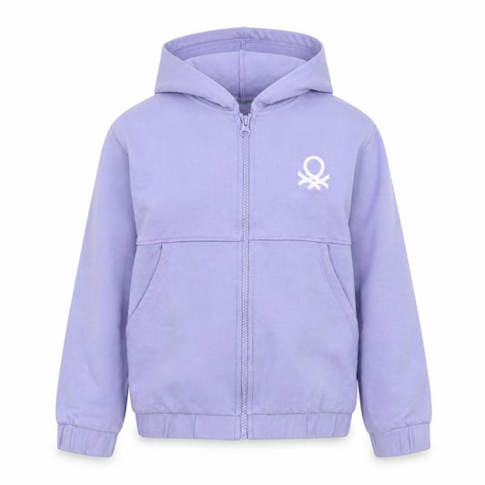 Front view of United Colors of Benetton Teens Purple Full Zip Hoodie Size 140cm