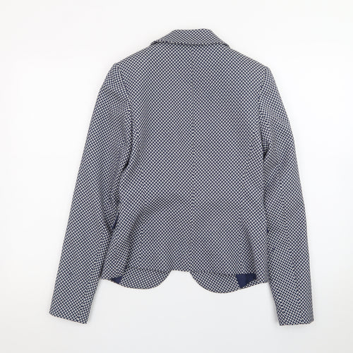 Next Women’s Blue Geometric Blazer Size 6 Tailored Single-Breasted Jacket