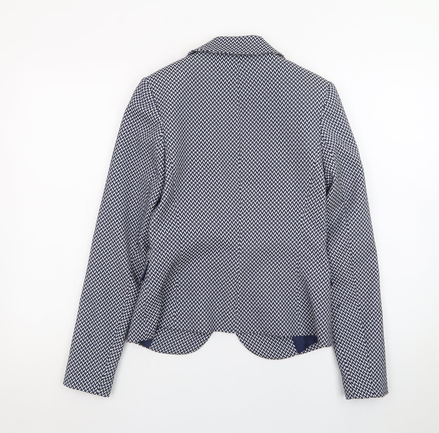 Next Women’s Blue Geometric Blazer Size 6 Tailored Single-Breasted Jacket