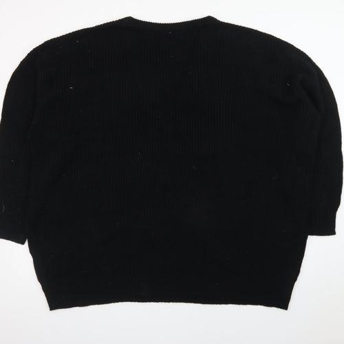 Yours Women's Black Rhinestone Crew Neck Plus Size 26 Pullover Jumper