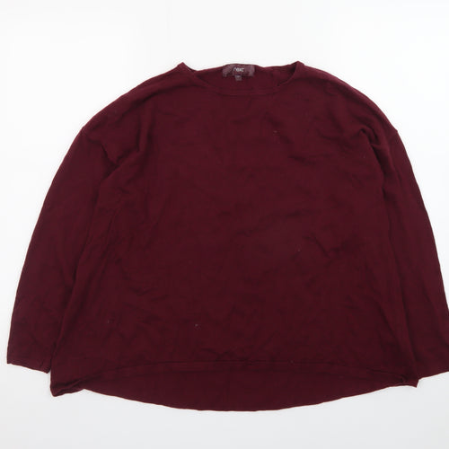 Next Women Red Long Sleeve Basic Cotton Blend T-Shirt Size 14