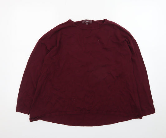 Next Women Red Long Sleeve Basic Cotton Blend T-Shirt Size 14