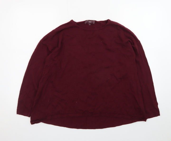 Next Women Red Long Sleeve Basic Cotton Blend T-Shirt Size 14