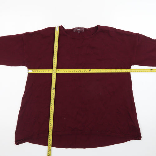 Next Women Red Long Sleeve Basic Cotton Blend T-Shirt Size 14