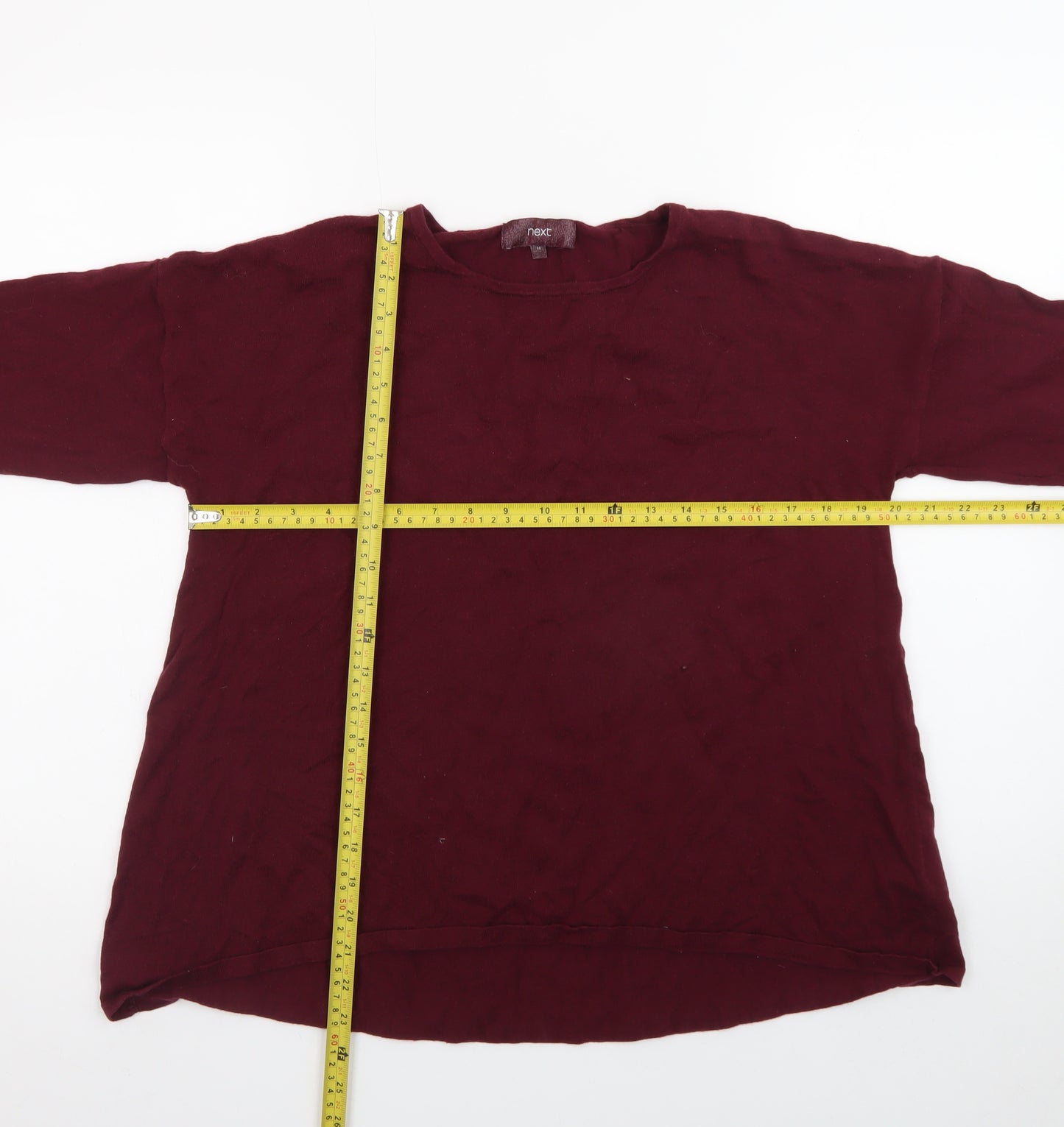 Next Women Red Long Sleeve Basic Cotton Blend T-Shirt Size 14