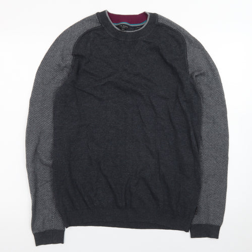 Ted Baker Men's Grey Cotton Wool Crew Neck Jumper Size L