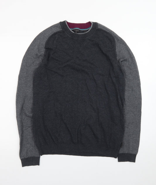 Ted Baker Men's Grey Cotton Wool Crew Neck Jumper Size L