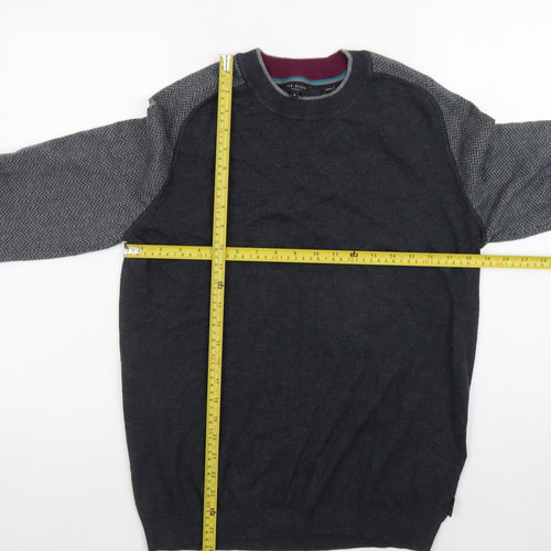 Ted Baker Men's Grey Cotton Wool Crew Neck Jumper Size L