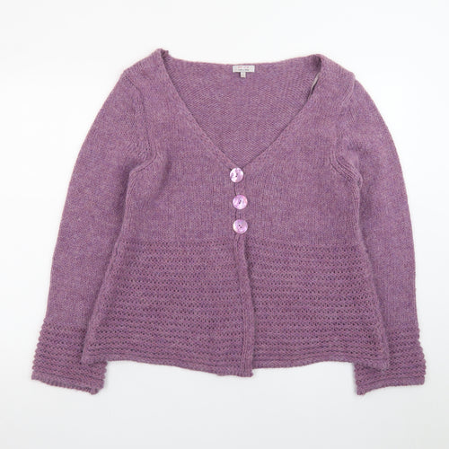 Marks and Spencer Per Una Women's Purple Wool Blend V-Neck Cardigan L