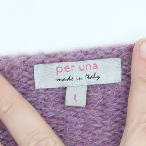 Marks and Spencer Per Una Women's Purple Wool Blend V-Neck Cardigan L
