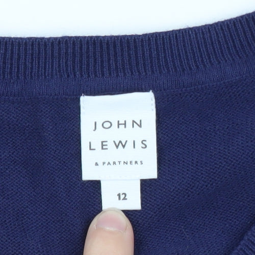 John Lewis Women’s Blue Crew Neck Cotton Blend Jumper Size 12
