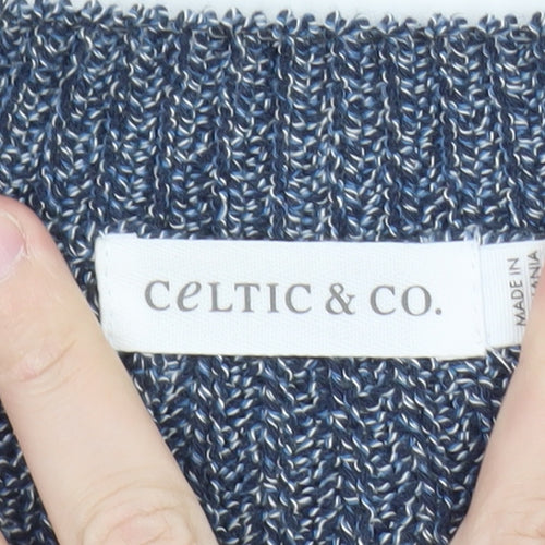 Celtic & Co. Men's Blue Wool Striped Crew Neck Jumper L