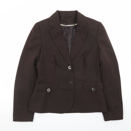 Dorothy Perkins Women Brown Size 12 Classic Two-Button Blazer